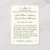 カトリック結婚式の引き出物聖テルセの記憶  名刺 (裏面)