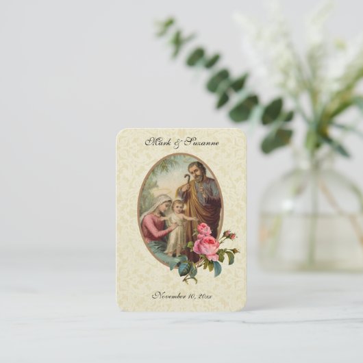 カトリック結婚式の引き出物聖家族カード 名刺 (スタンド正面)