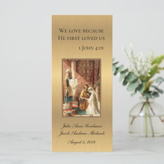 カトリック結婚式の引き出物金ゴールドきらめく (スタンド正面)