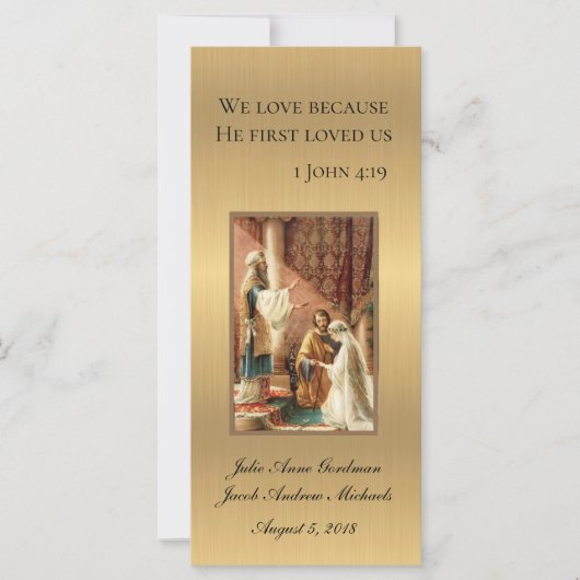 カトリック結婚式の引き出物金ゴールドきらめく (正面)