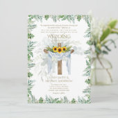 カトリック結婚式招待状ひまわりクロス 招待状 (スタンド正面)