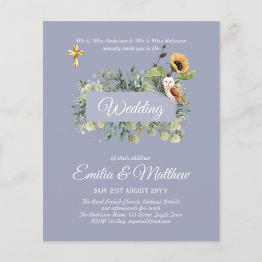 カトリック結婚式招待状エレガントフローラモダン (正面)