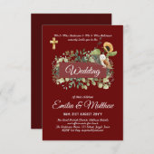 カトリック結婚式招待状エレガントフローラモダン (正面/裏面)