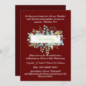 カトリック結婚式招待状植物緑 (正面/裏面)