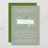 カトリック結婚式招待状植物緑 (正面/裏面)