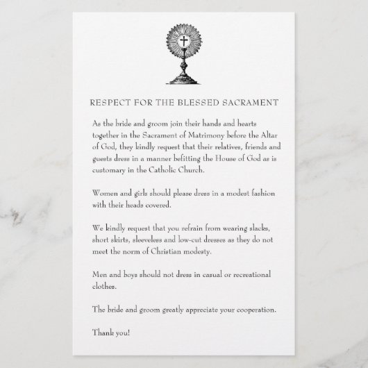 カトリック結婚教会の質素な礼拝服S 便箋 (正面)