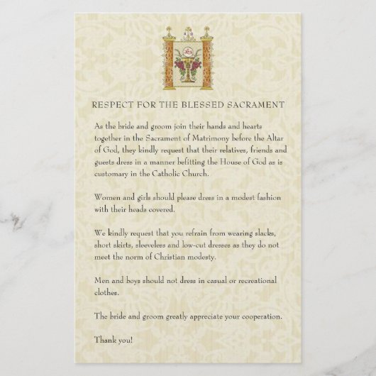 カトリック結婚教会の質素な礼拝服S 便箋 (正面)