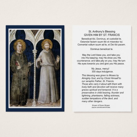 カトリック聖アンソニー聖フランシス祝福の祈り (正面&裏面)