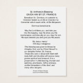カトリック聖アンソニー聖フランシス祝福の祈り (裏面)