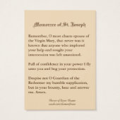 カトリック聖ジョセフ暗記祈りの言葉聖札 (裏面)