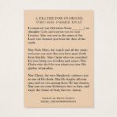 カトリック聖テレ悔やみや弔慰祈りの言葉聖札 (裏面)