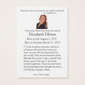 カトリック聖ハートイエス葬儀祈りの言葉カード (裏面)