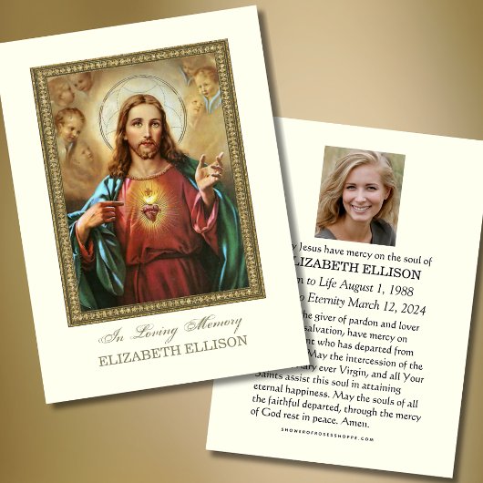 カトリック聖ハートイエズス葬儀祈りの言葉カード