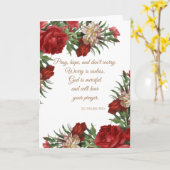 カトリック聖パドレピオ引用文レッドピンクローズ カード (黄色い花)