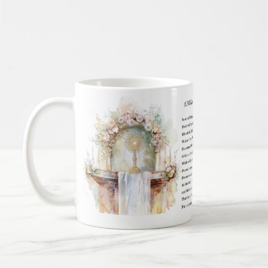 カトリック聖体崇拝アニマクリスティ祈りの言葉 コーヒーマグカップ (左)