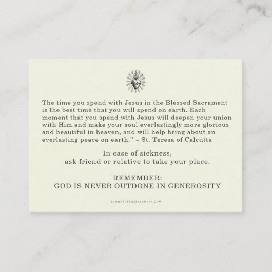 カトリック聖体崇拝イエスアポイントメント 名刺 (裏面)