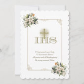 カトリック聖体拝領の花の十字架 招待状 (正面)