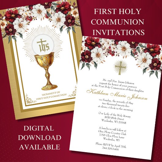 カトリック聖体拝領フローラ聖体 招待状