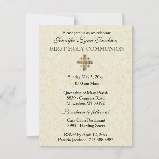 カトリック聖体第一聖餐式招待状 招待状 (裏面)