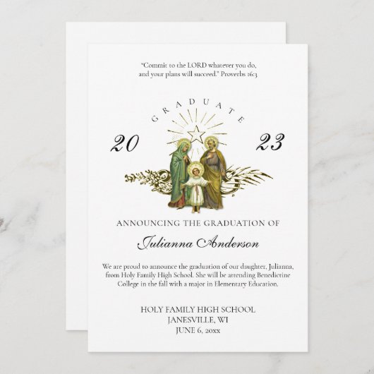 カトリック聖家卒業発表 招待状 (正面/裏面)
