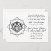 カトリック聖家族モノクロ結婚式 招待状 (正面/裏面)