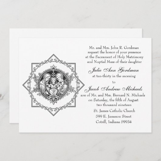 カトリック聖家白黒結婚家 招待状 (正面/裏面)