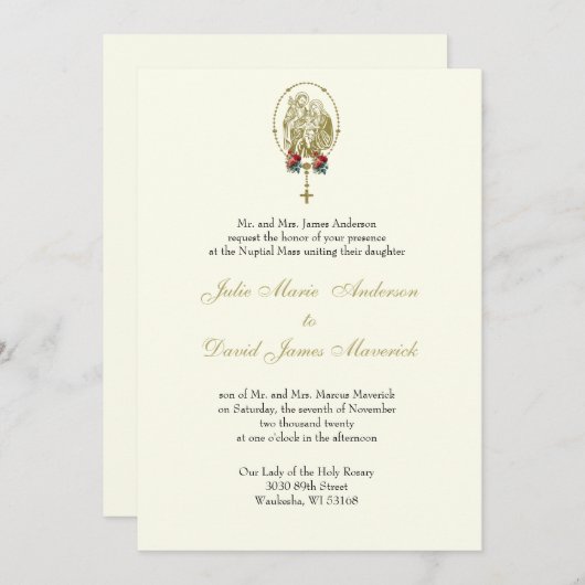 カトリック聖家結婚式レセプションコンボ 招待状 (正面/裏面)