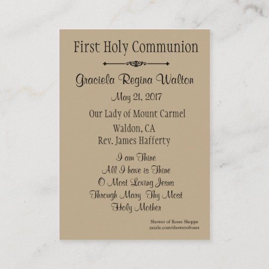 カトリック聖書記憶第1回聖餐式 名刺 (裏面)