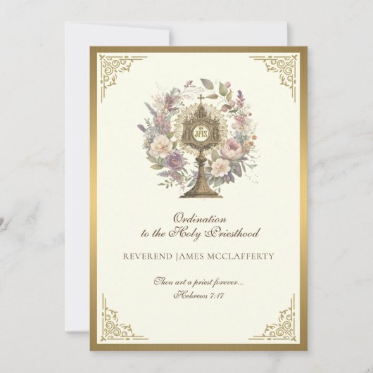 カトリック聖職者任命の招待状（神父への奉献） 招待状 (正面)