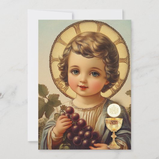 カトリック聖餐式の子イエス・ブドウ 招待状 (正面)