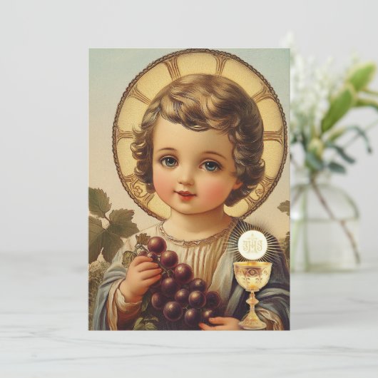 カトリック聖餐式の子イエス・ブドウ 招待状 (スタンド正面)