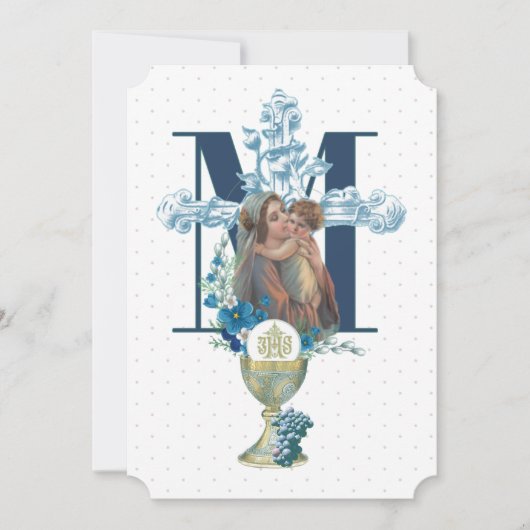 カトリック聖餐式ヴァージンメアリーイエス 招待状 (正面)