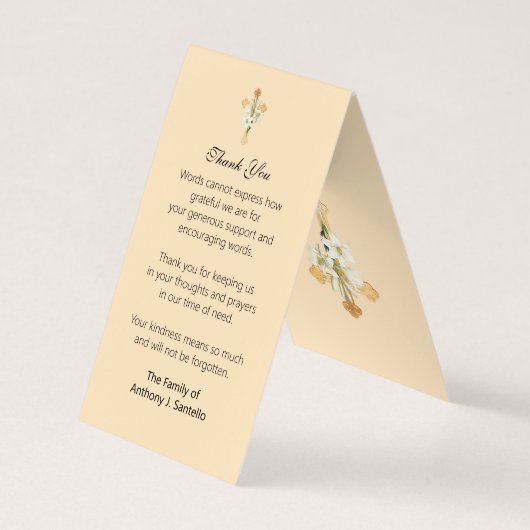 カトリック葬儀グアダルーペ祈りの言葉神聖カード 名刺 (裏面)