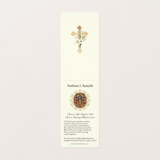 カトリック葬儀グアダルーペ祈りの言葉神聖カード 名刺 (内部フラット)