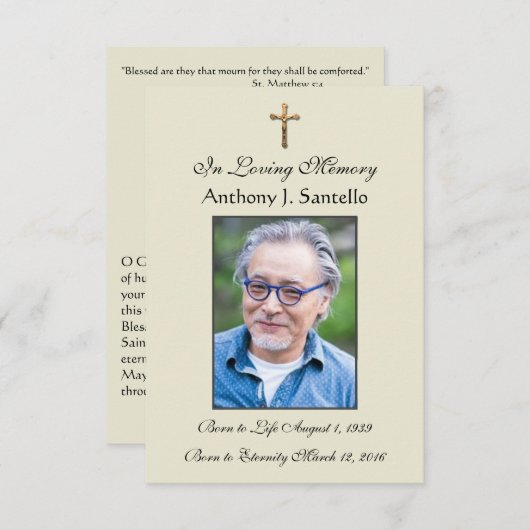 カトリック葬儀サービスイエス祈りの言葉カード 案内状 (正面/裏面)