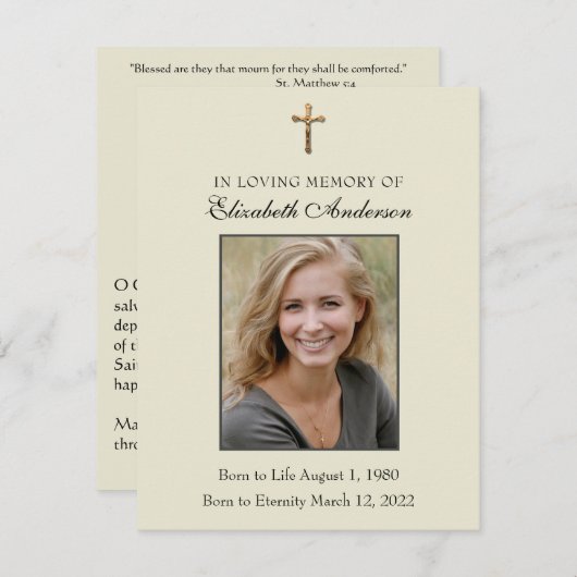 カトリック葬儀サービスイエス祈りの言葉カード 案内状 (正面/裏面)