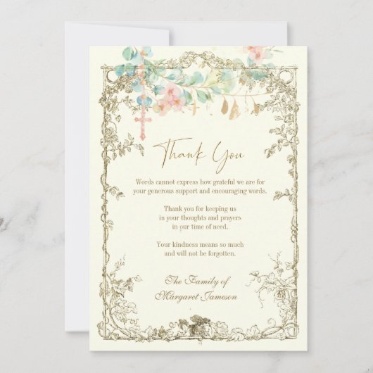 カトリック葬儀メモリアル念珠フローラ サンキューカード (正面)