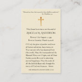 カトリック葬儀ヴァージンメアリハートクロスヴィンテージ 名刺 (裏面)