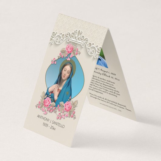 カトリック葬儀ヴァージンメアリー祈りの言葉神聖カード 名刺 (正面)