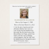 カトリック葬儀ヴァージンメアリ葬儀祈りの言葉カード (裏面)