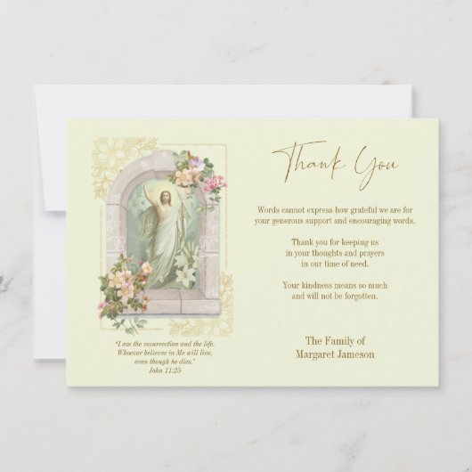 カトリック葬儀悔やみや弔慰弔問イエス サンキューカード (正面)