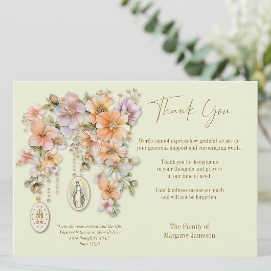 カトリック葬儀悔やみや弔慰弔問メアリー サンキューカード