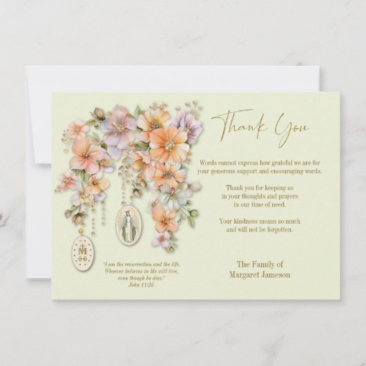 カトリック葬儀悔やみや弔慰弔問メアリー サンキューカード (正面)