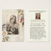 カトリック葬儀祈りの言葉カードフローラヴァージンメアリー (正面&裏面)