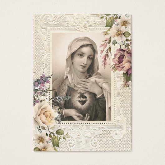 カトリック葬儀祈りの言葉カードフローラヴァージンメアリー (正面)