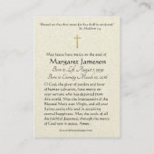 カトリック葬儀祈りの言葉乳児プラハ・イエス エンクロージャーカード (裏面)