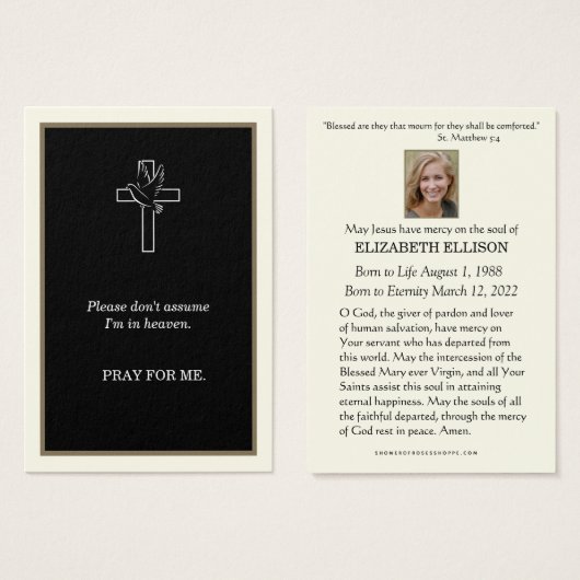 カトリック葬儀祈りの言葉記念悔やみや弔慰 (正面&裏面)