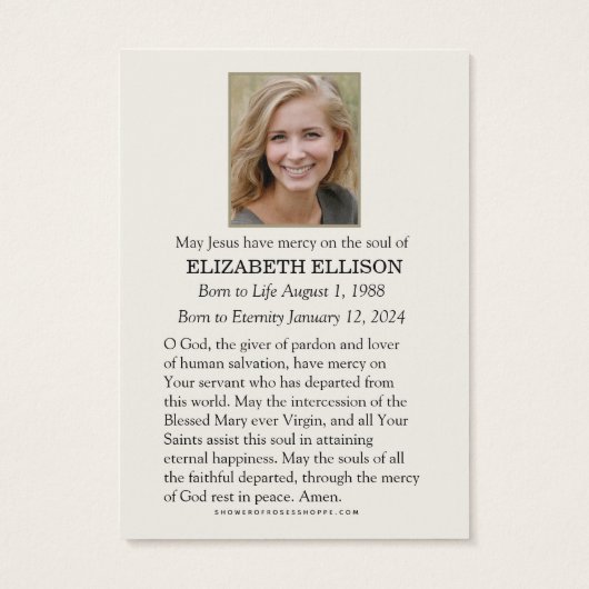 カトリック葬儀記念イエス祈りの言葉カード (裏面)