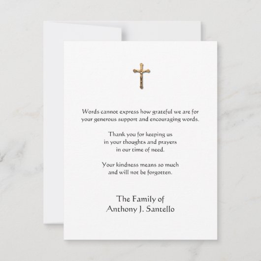 カトリック葬儀記念フローラ十字架 サンキューカード (裏面)