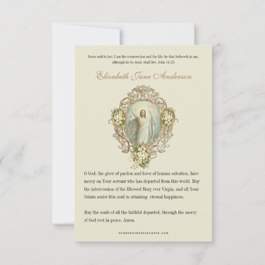 カトリック葬儀記念フローラ祈りの言葉カード 案内状 (裏面)